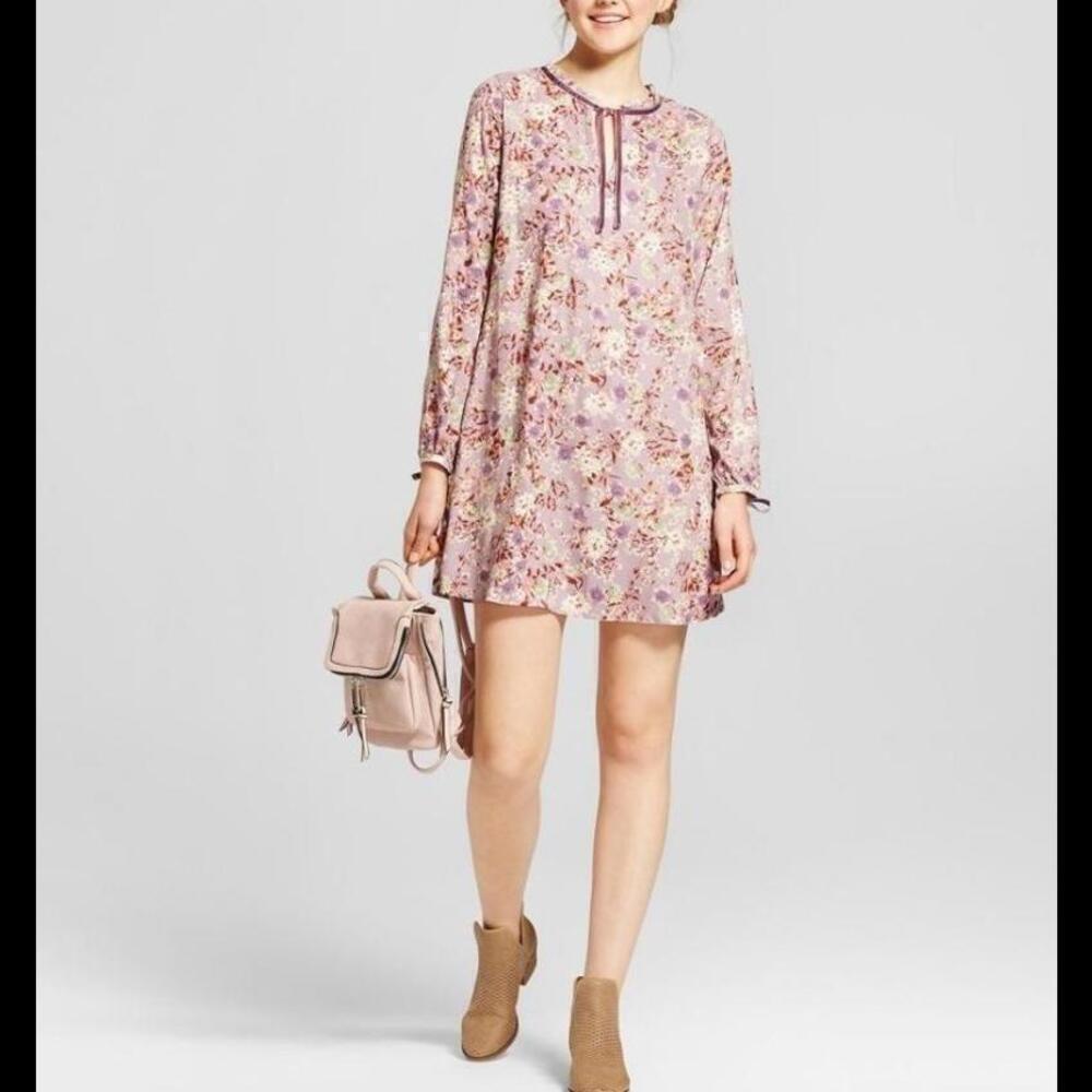 Mossimo small purple floral mini dress with velvet accents